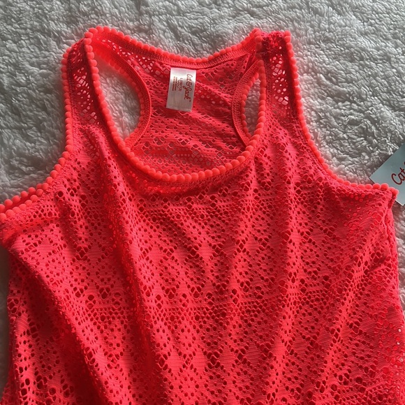 New! Girls Neon Crochet Swimsuit Coverup - Picture 4 of 5